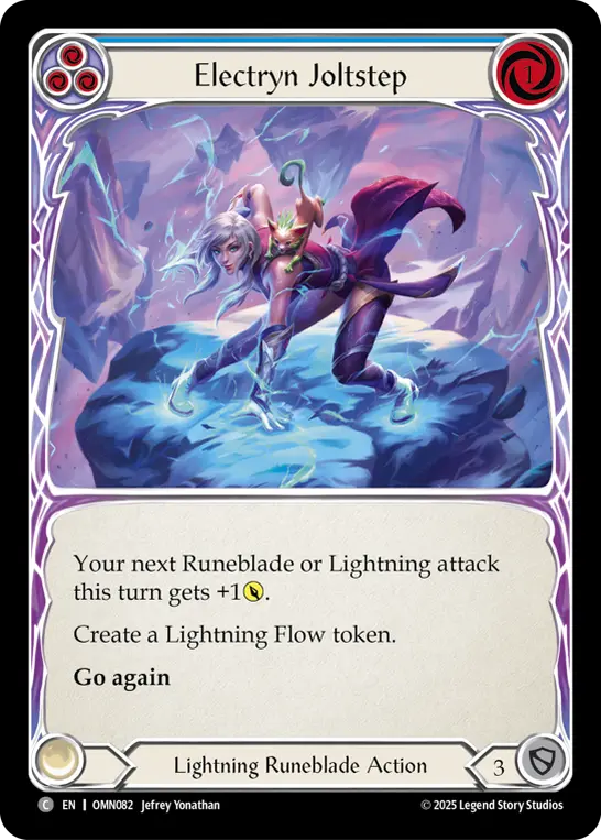 Electryn Joltstep (Blue) — Omens of the Third Age Flesh and Blood card by Jefrey Yonathan