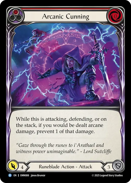 Arcanic Cunning (Red) — Omens of the Third Age Flesh and Blood card by János Brumár