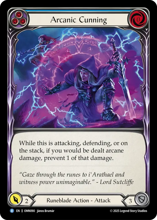 Arcanic Cunning (Blue) — Omens of the Third Age Flesh and Blood card by János Brumár