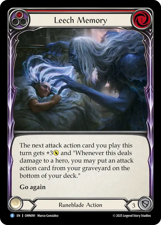 Leech Memory (Red) — Omens of the Third Age Flesh and Blood card by Marco González