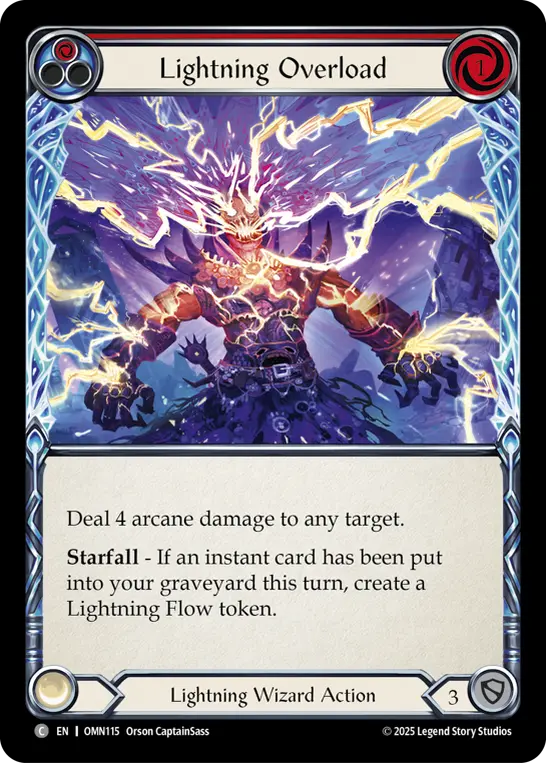 Lightning Overload (Red) — Omens of the Third Age Flesh and Blood card by Orson CaptainSass