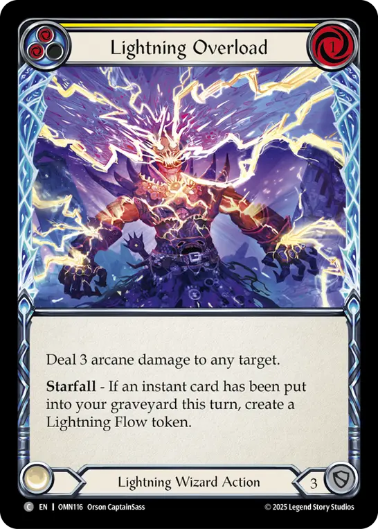 Lightning Overload (Yellow) — Omens of the Third Age Flesh and Blood card by Orson CaptainSass