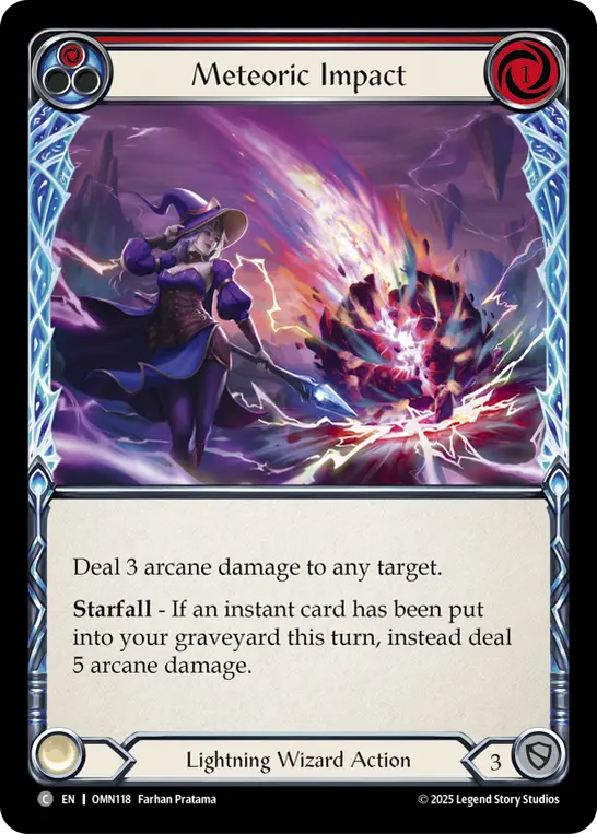 Meteoric Impact (Red) — Omens of the Third Age Flesh and Blood card by Farhan Pratama
