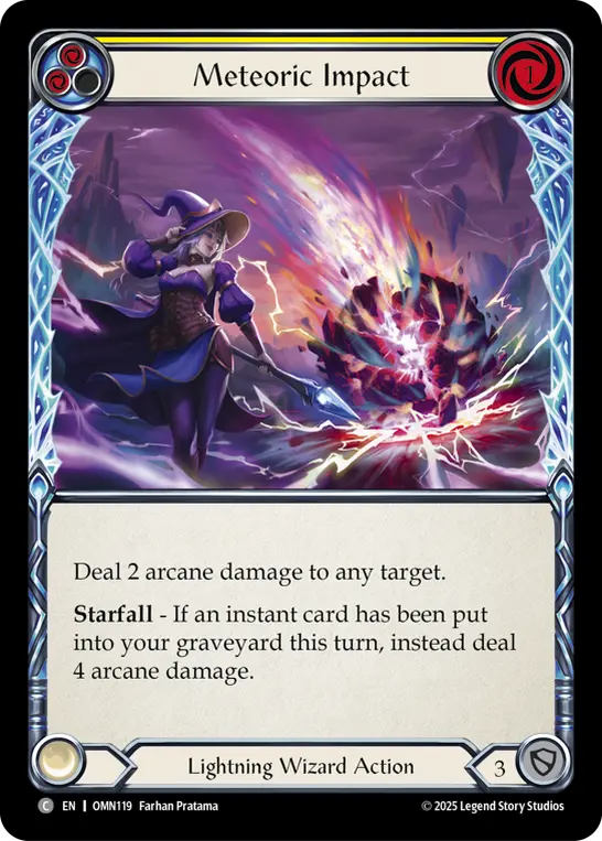 Meteoric Impact (Yellow) — Omens of the Third Age Flesh and Blood card by Farhan Pratama