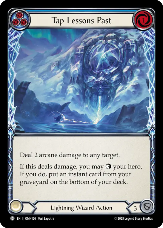 Tap Lessons Past (Blue) — Omens of the Third Age Flesh and Blood card by Yosi Saputra