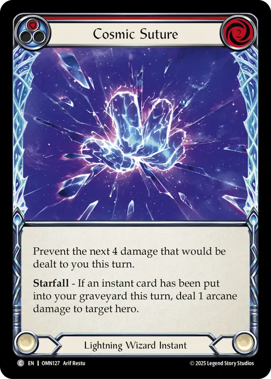 Cosmic Suture (Red) — Omens of the Third Age Flesh and Blood card by Arif Restu