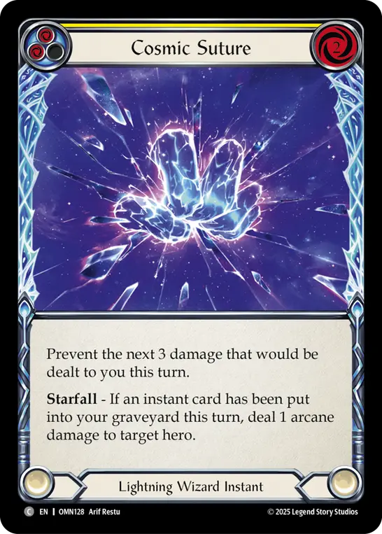 Cosmic Suture (Yellow) — Omens of the Third Age Flesh and Blood card by Arif Restu