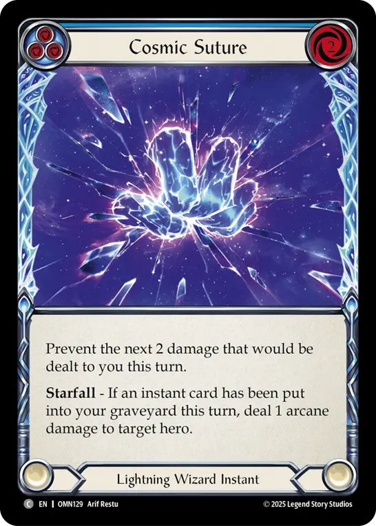 Cosmic Suture (Blue) — Omens of the Third Age Flesh and Blood card by Arif Restu