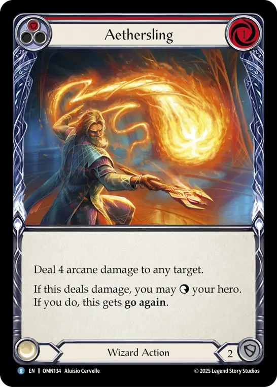 Aethersling (Red) — Omens of the Third Age Flesh and Blood card by Aluísio Cervelle