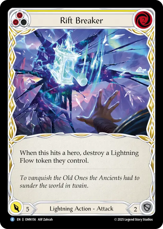 Rift Breaker (Yellow) — Omens of the Third Age Flesh and Blood card by Alif Zahrah