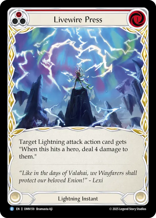 Livewire Press (Red) — Omens of the Third Age Flesh and Blood card by Bramasta Aji