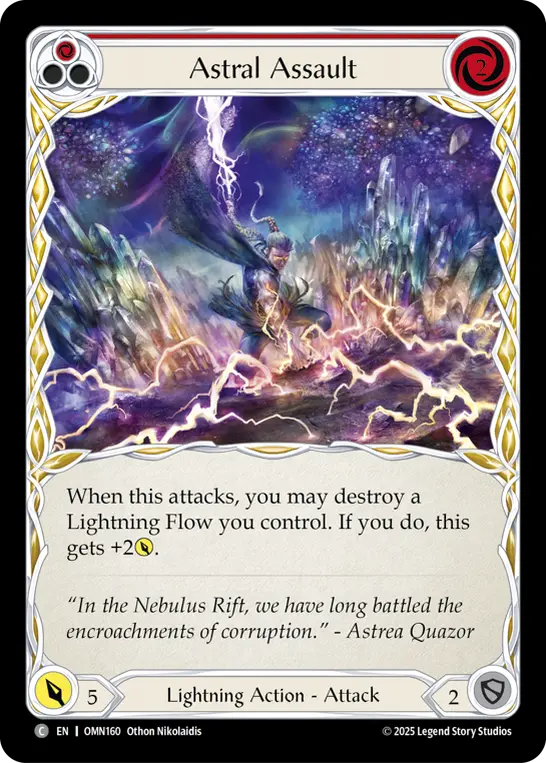 Astral Assault (Red) — Omens of the Third Age Flesh and Blood card by Othon Nikolaidis