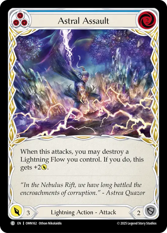 Astral Assault (Blue) — Omens of the Third Age Flesh and Blood card by Othon Nikolaidis