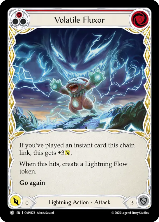 Volatile Fluxor (Red) — Omens of the Third Age Flesh and Blood card by Alexis Susani