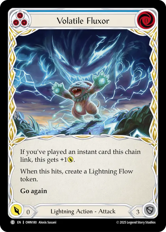 Volatile Fluxor (Blue) — Omens of the Third Age Flesh and Blood card by Alexis Susani
