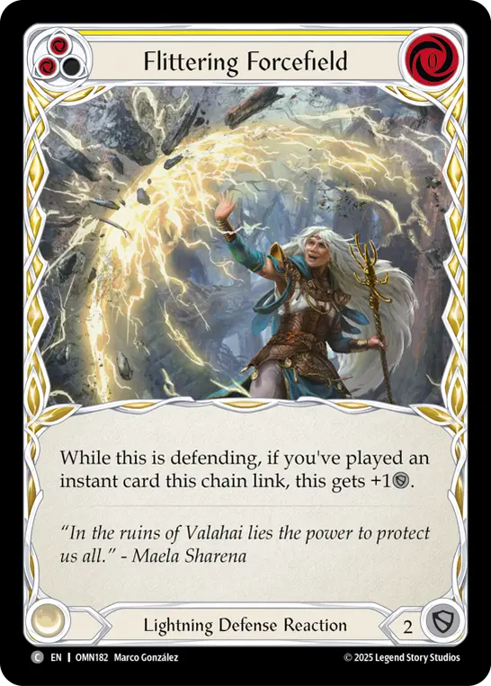 Flittering Forcefield (Yellow) — Omens of the Third Age Flesh and Blood card by Marco González