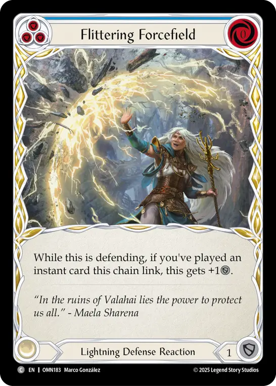 Flittering Forcefield (Blue) — Omens of the Third Age Flesh and Blood card by Marco González