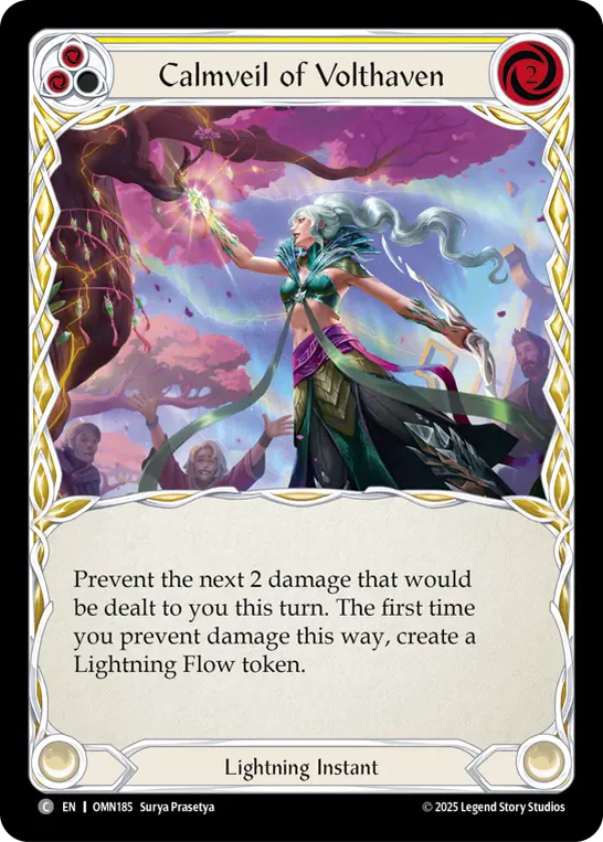Calmveil Of Volthaven (Yellow) — Omens of the Third Age Flesh and Blood card by Surya Prasetya