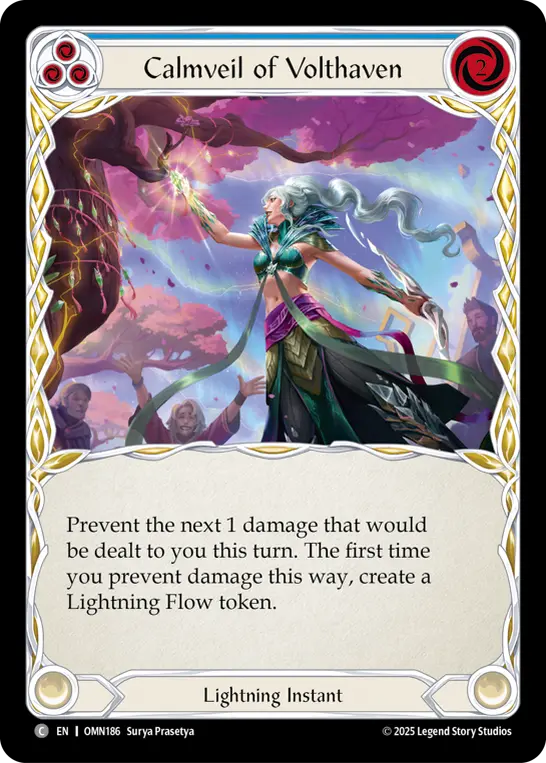 Calmveil Of Volthaven (Blue) — Omens of the Third Age Flesh and Blood card by Surya Prasetya
