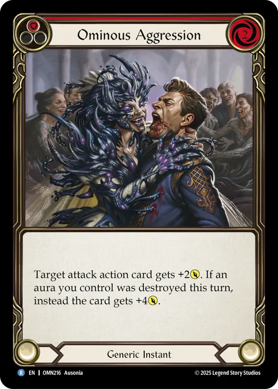 Ominous Aggression (Red) — Omens of the Third Age Flesh and Blood card by Ausonia