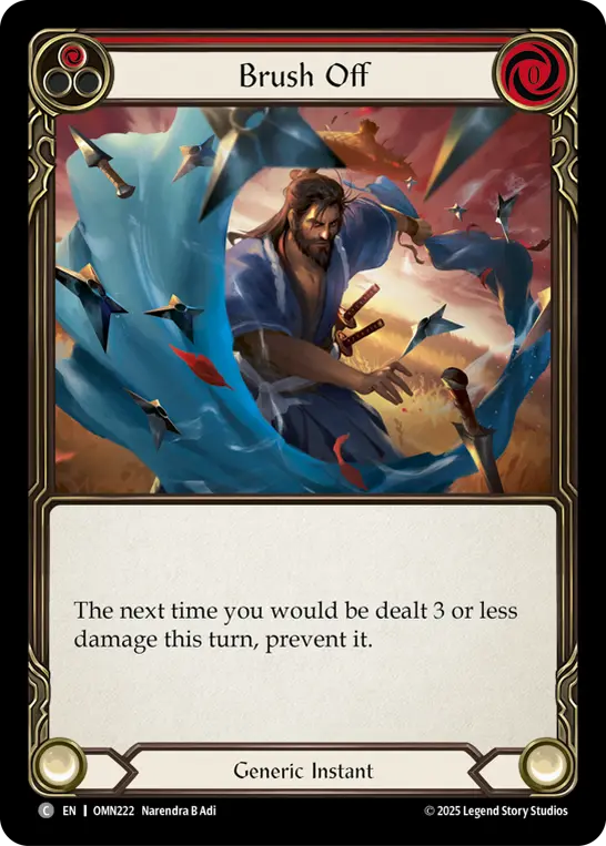 Brush Off (Red) — Omens of the Third Age Flesh and Blood card by Narendra B Adi