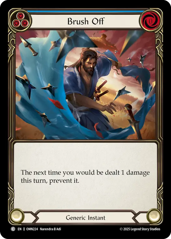 Brush Off (Blue) — Omens of the Third Age Flesh and Blood card by Narendra B Adi