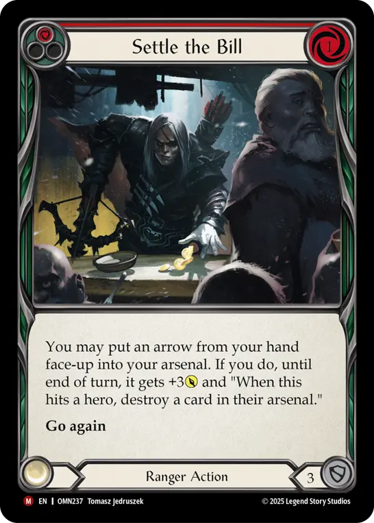 Settle The Bill (Red) — Omens of the Third Age Flesh and Blood card by Tomasz Jedruszek