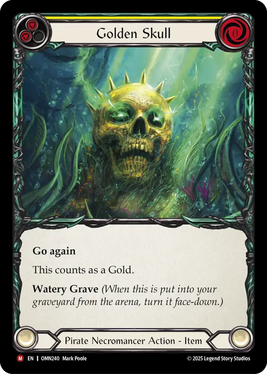 Golden Skull (Yellow) (Marvel) — Omens of the Third Age Flesh and Blood card by Mark Poole
