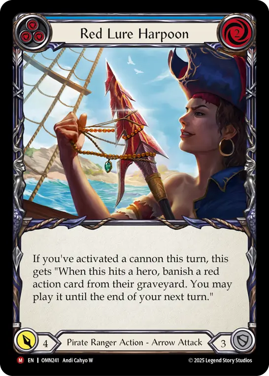 Red Lure Harpoon (Blue) — Omens of the Third Age Flesh and Blood card by Andi Cahyo W