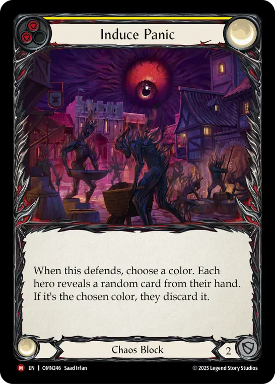Induce Panic (Yellow) — Omens of the Third Age Flesh and Blood card by Saad Irfan
