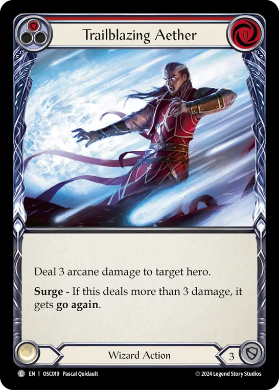Trailblazing Aether (Red) — Blitz Deck: Rosetta - Oscilio Flesh and Blood card by Pascal Quidault