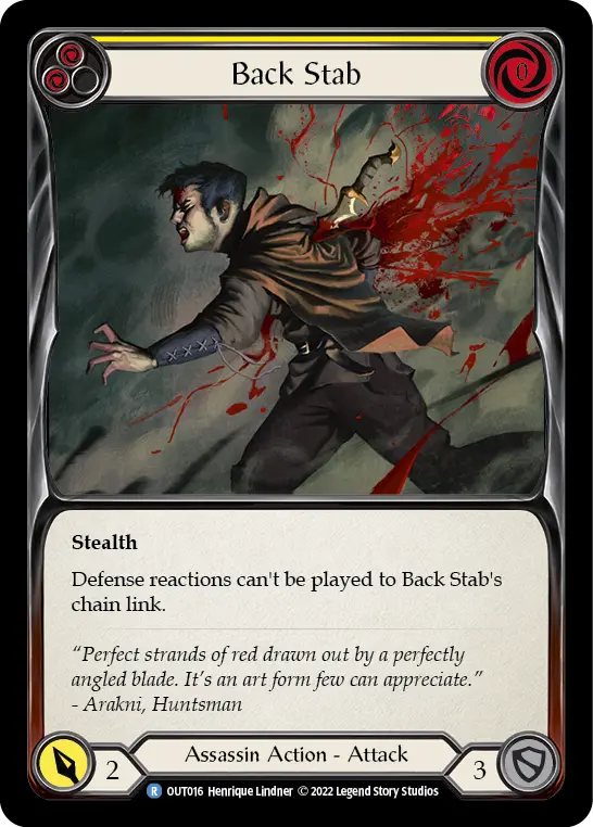 Back Stab (Yellow) — Outsiders Flesh and Blood card by Henrique Lindiner