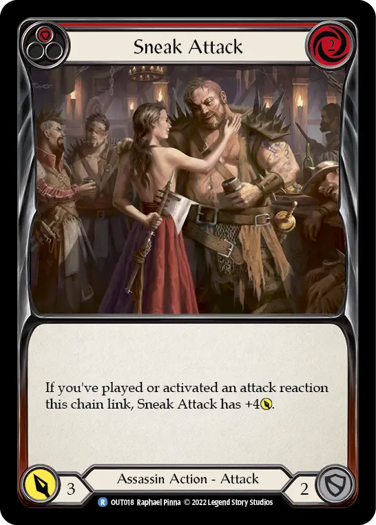Sneak Attack (Red) — Outsiders Flesh and Blood card by Raphael Pinna