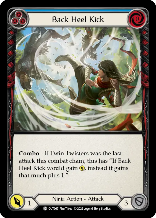 Back Heel Kick (Blue) — Outsiders Flesh and Blood card by Phu Thieu