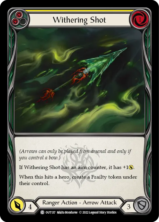 Withering Shot (Yellow) — Outsiders Flesh and Blood card by Nikita Bondarev