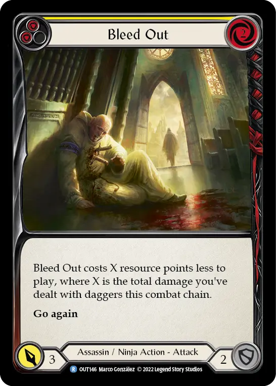 Bleed Out (Yellow) — Outsiders Flesh and Blood card by Marco González