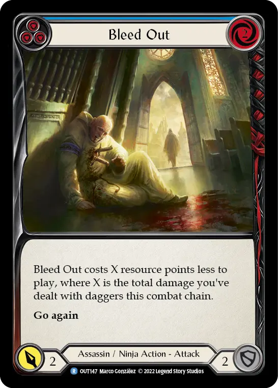 Bleed Out (Blue) — Outsiders Flesh and Blood card by Marco Gonzalez
