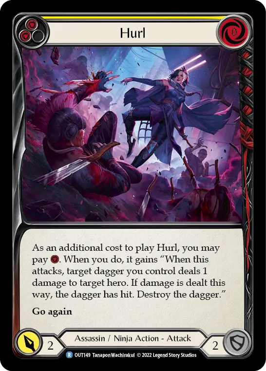 Hurl (Yellow) — Outsiders Flesh and Blood card by Tanapon Wachirakul