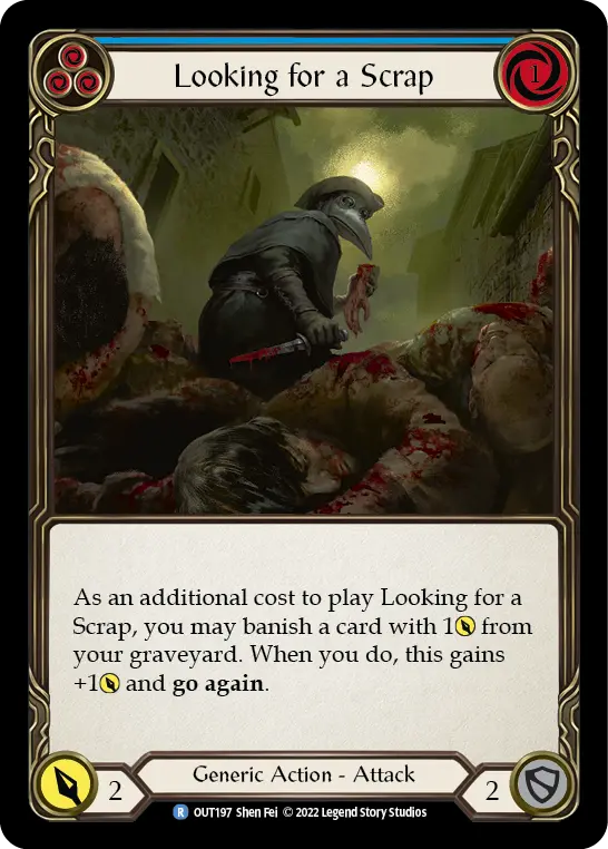 Looking for a Scrap (Blue) — Outsiders Flesh and Blood card by Shen Fei