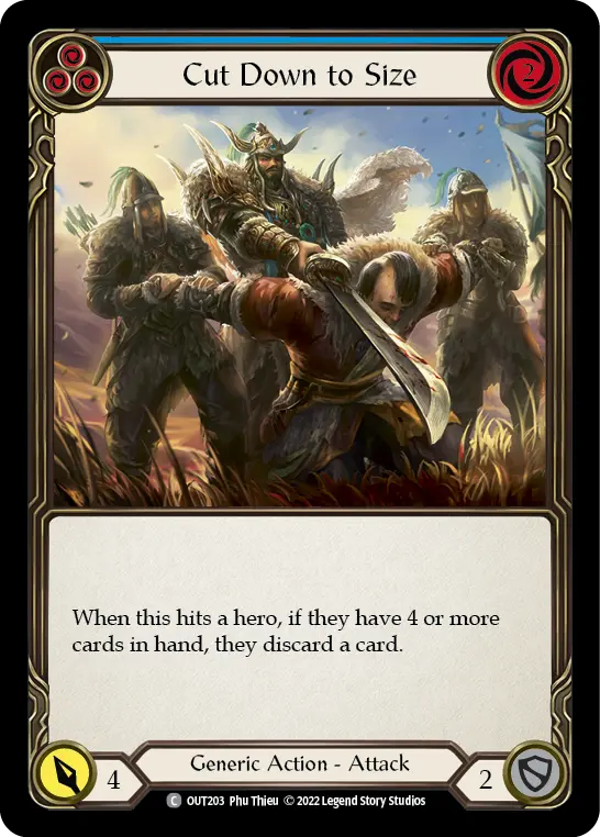 Cut Down to Size (Blue) — Outsiders Flesh and Blood card by Phu Thieu