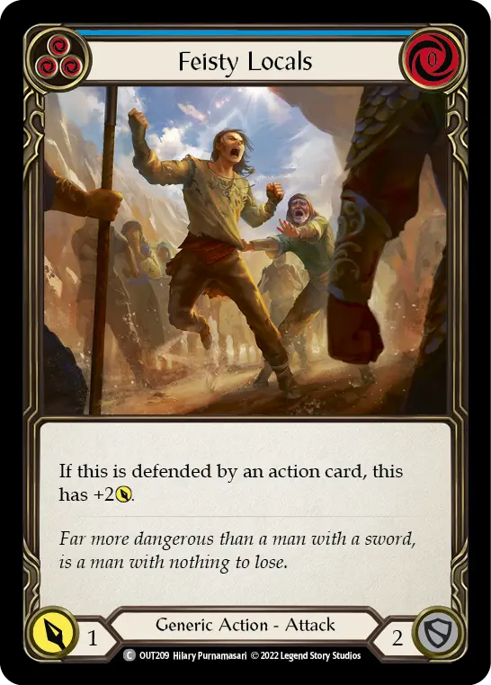 Feisty Locals (Blue) — Outsiders Flesh and Blood card by Hilary Purnamasari