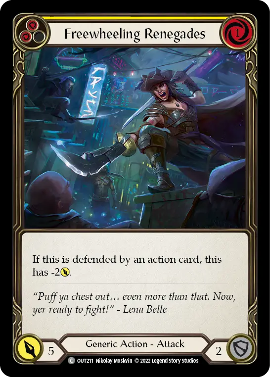 Freewheeling Renegades (Yellow) — Outsiders Flesh and Blood card by Nikolay Moskvin