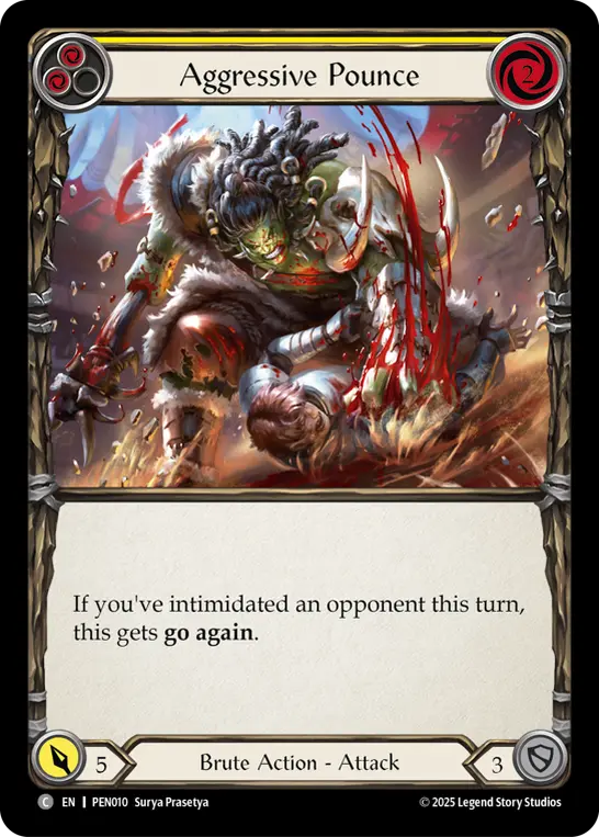 Aggressive Pounce (Yellow) — Compendium of Rathe Flesh and Blood card by Sung Choi