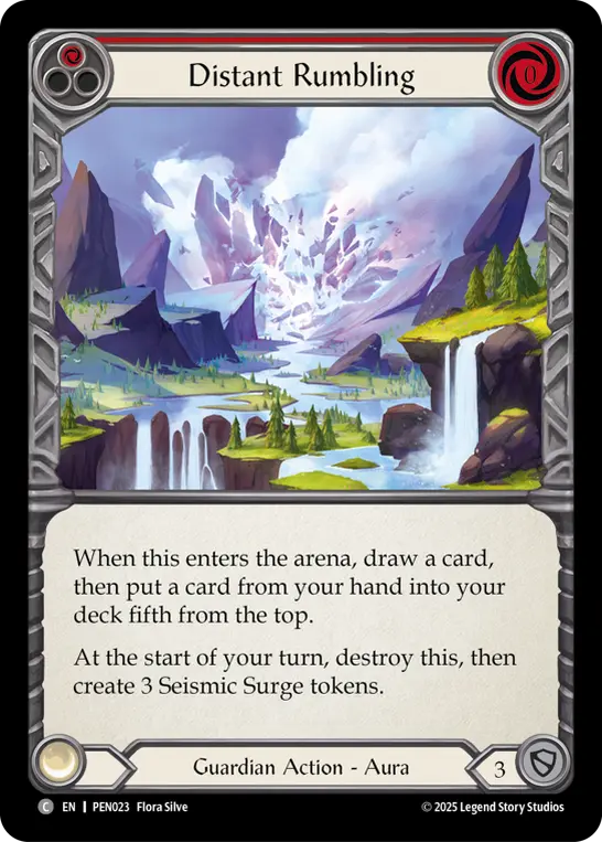 Distant Rumbling (Red) — Compendium of Rathe Flesh and Blood card by Flora Silve