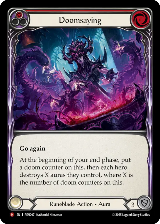 Doomsaying (Red) — Compendium of Rathe Flesh and Blood card by Nathaniel Himawan