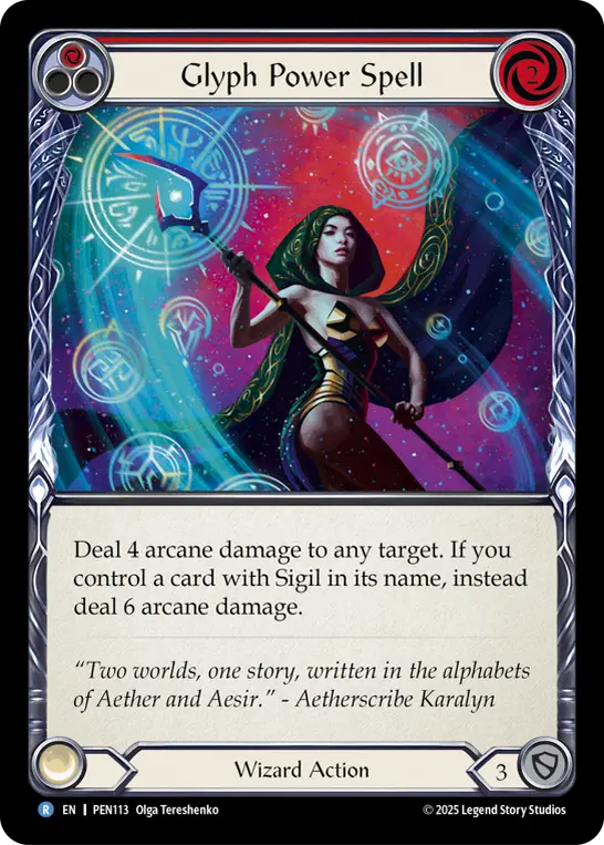 Glyph Power Spell (Red) — Compendium of Rathe Flesh and Blood card by Olga Tereshenko