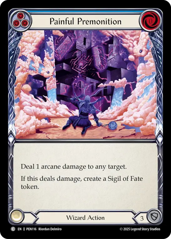 Painful Premonition (Blue) — Compendium of Rathe Flesh and Blood card by Riordan Delmiro