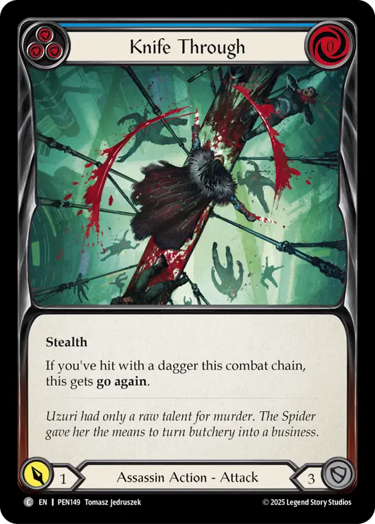Knife Through (Blue) — Compendium of Rathe Flesh and Blood card by Tomasz Jedruszek