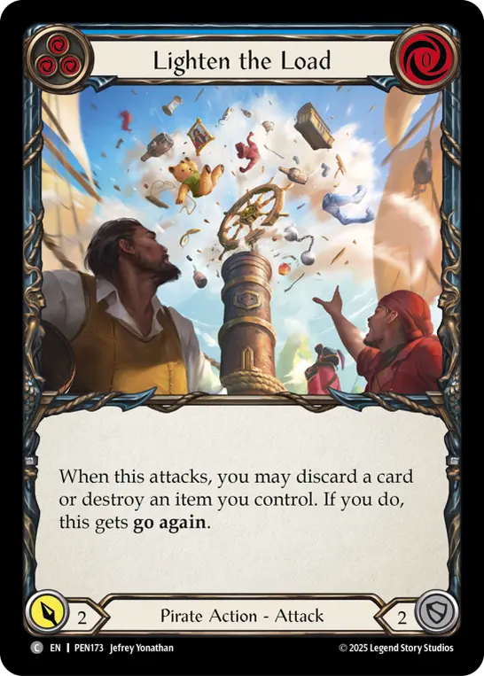 Lighten The Load (Blue) — Compendium of Rathe Flesh and Blood card by Josoy Tanabian