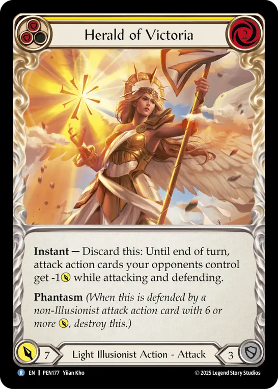 Herald Of Victoria (Yellow) — Compendium of Rathe Flesh and Blood card by Yiian Kho